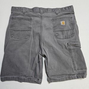 Carhartt Cargo Shorts Gray Relaxed Fit Size 38 Outdoor Workwear Canvas Denim